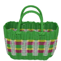 购物篮菜篮手提篮子宠物篮洗浴筐 绿色花色 中号