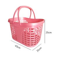 超市购物篮手提篮货架商场购物篮塑料加厚菜篮子KTV塑料手提篮 粉色大43*31*25