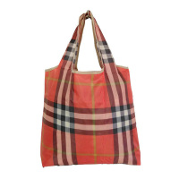 购物袋新款时尚便携单肩手提中号尼龙可折叠环保袋买菜袋旅行包 红色格子