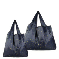 折叠便携妈咪买菜袋尼龙超市购物袋可承重力强收纳环保袋旅行袋 星星月亮