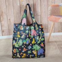 承重力强中号折叠轻便超市买菜包环保购物袋单肩旅行袋外出收纳袋 黑色森林 中号