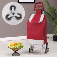 新款爬楼车购物车行李车手拉车可折叠便携买菜车购物车大号拉杆车 紫红色 大号无声爬楼轮