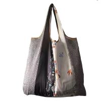 购物袋新款时尚便携单肩手提中号尼龙可折叠环保袋买菜袋旅行包 神秘花畔