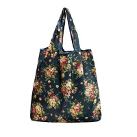 购物袋新款时尚便携单肩手提中号尼龙可折叠环保袋买菜袋旅行包 牡丹花束