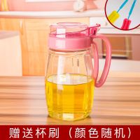 厨房用品玻璃调味罐盐罐佐料盒调料盒家用防漏油壶酱油瓶醋瓶套装 玫红色 单只油壶(买2只送底座+杯刷)