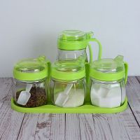 玻璃调料盒调味罐组合套装家用油壶酱油瓶醋瓶香油瓶盐罐厨房用品 绿色 1调味罐(无赠品)