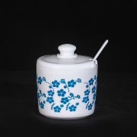 调料盒(配勺)家用套装塑料调料瓶调料罐 辣椒罐饭店味精盐味精盒 330ML青花瓷调料罐（塑料材质） 1只装