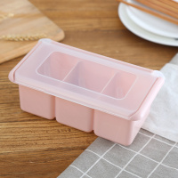 【破损包赔 送勺子】家用调料盒套装创意调味瓶罐盐罐有盖佐料盒 3格藕粉色