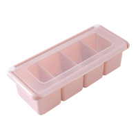 [破损包赔 送勺子]家用调料盒套装创意调味瓶罐盐罐有盖佐料盒 4格藕粉色