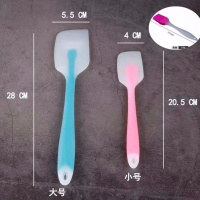 一体式硅胶刮刀烘培工具蛋糕奶油抹刀耐高温做牛轧糖雪花酥搅拌铲 小刮+大刮(送油刷1)颜色随机