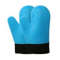 厂家直销微波炉加厚防烫隔热烤箱耐高温烘焙厨房居家日用手套 硅胶手套(隔热260度)一深空蓝 单只