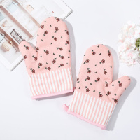 厂家直销微波炉加厚防烫隔热烤箱耐高温烘焙厨房居家日用手套 粉色玫瑰款(加厚隔热) 一双