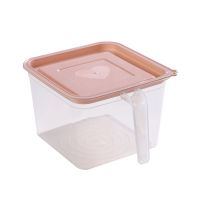 冰箱收纳保鲜盒正方形1.6L冷冻食品水果蔬菜保鲜盒杂粮储物密封盒 浅粉 1.6升()4个装