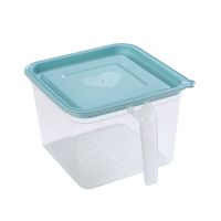 冰箱收纳保鲜盒正方形1.6L冷冻食品水果蔬菜保鲜盒杂粮储物密封盒 浅蓝 1.6升()6个装