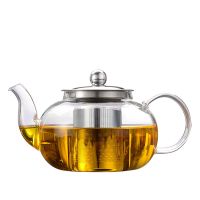 加厚耐热玻璃泡茶壶家用不锈钢过滤冲茶器红茶壶花功夫茶具套装 800ML茶壶(304不锈钢内胆) 壶+6个双层杯