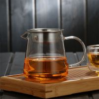 耐热公道杯耐高温玻璃公道杯优质耐热玻璃功夫茶具公杯茶海分茶器 (大直身480毫升配卡网)