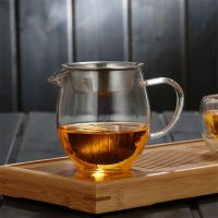 耐热公道杯耐高温玻璃公道杯优质耐热玻璃功夫茶具公杯茶海分茶器 (大龙胆480毫升配卡网)