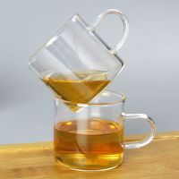 耐热玻璃公杯加厚公道杯玻璃茶具家用茶过滤茶漏套装茶海功夫茶具 120ml透明把杯四只装