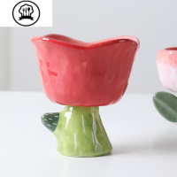敬平手绘立体不规则花朵形态茶水杯麦片碗水果碗甜品碗装饰陶瓷碗摆件