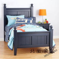 美式实木儿童床地中海男生孩单人床1.2公主成人双人床1.5高箱储物