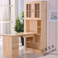 实木书桌书柜书架一体组合儿童写字台学生转角电脑学习桌台式家用