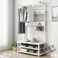 简约现代客厅家具 衣帽架卧室衣架落地家用挂衣架钢木衣服架子多功能置物架 挂衣服换鞋凳 鞋架子 可坐人