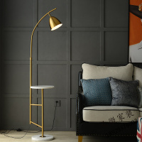 北欧落地灯客厅沙发卧室床头金色茶几置物架ins创意伸缩落地台灯