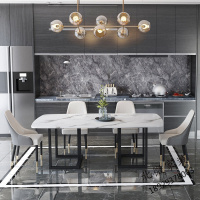 大理石轻奢后现代简约家用小户型吃饭桌子港式意式极简餐桌椅组合