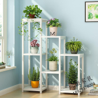 简约现代客厅家具 户外阳台花架子绿萝吊兰家用多层室内钢木阳台客厅卧室落地 花架置物架