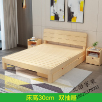 实木床1.8米现代简约双人床1.5米出租房经济型1.2米简易单人床架
