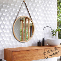 time 欧式酒店穿衣镜浴室镜子挂墙北欧装饰圆镜壁挂化妆镜半身镜