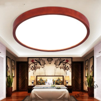 新中式吸顶灯圆形超薄简约现代实木餐厅灯阳台过道灯房间卧室灯具