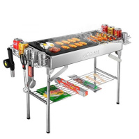 [优先发货]烧烤架户外便携折叠大号不锈钢烧烤炉家用木炭5人以上全套-大号