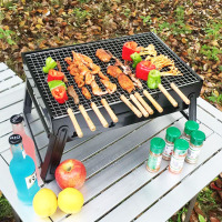 [优先发货]烧烤架 户外木炭烧烤炉家用便携BBQ加厚烤肉箱全套烧烤工具3-6人