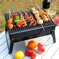[优先发货]烧烤架户外木炭迷你炉家用便携BBQ加厚烤肉箱全套野外工具1-6人