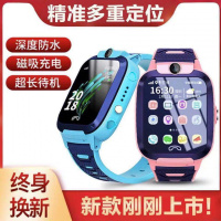 蓝色 5代前置新款拍照游泳防水版 [优先发货]小学生天才儿童电话手表多功能防水男女电话防水定位智能手表机