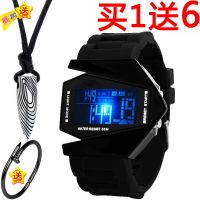 黑 塑料壳配硅胶表带 【优先发货】电子手表男女防水led运动多功能简约闹钟可爱潮流儿童帅中小学生