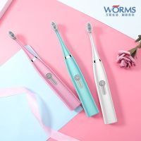 [优先发货]电动牙刷成人家用软毛非充电式超声波防水自动情侣牙刷 钻石白6档4刷头(USB充电款)