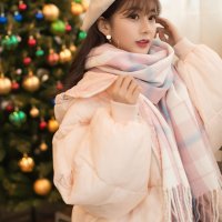[优先发货]新款情侣围巾女士秋冬季韩版长款学生格子披肩保暖百搭可爱厚围脖