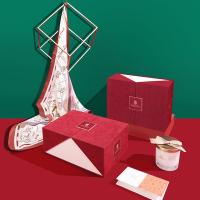 万事利新品礼盒真丝桑蚕丝双面印花中方巾香氛丝巾礼盒万物生