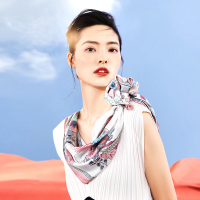 万事利(WENSLI)真丝双面印花大方巾-花团锦绣