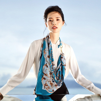 万事利(WENSLI)真丝双面印花大方巾-流光漫卷