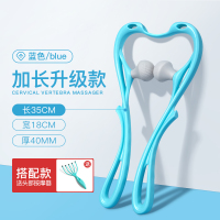 手动颈椎按摩神器多功能夹脖子颈部滚轮颈夹器肩颈背部腰部按摩器|蓝色-[加长升级款]送头部按摩器