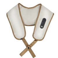 摩器仪颈部腰部肩部多功能全身振动敲捶打按摩披肩|米白金