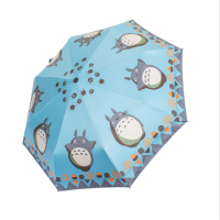全自动小清新龙猫雨伞折叠三折伞黑胶学生遮阳儿童男女晴雨两用伞