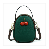 新款时尚百搭小香风小包包樱桃包单肩包真皮学院甜美风范