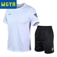 MGYR健身运动套装男夏季户外晨跑短袖速干衣薄款宽松大码两件套T恤男速干衣裤套装