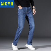 MGYR商务牛仔裤男修身直筒宽松男裤弹力大码户外休闲裤