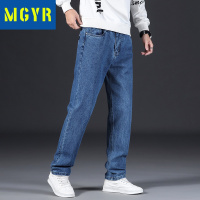 MGYR新款牛仔裤商务休闲纯棉直筒裤青年男士牛仔户外休闲裤