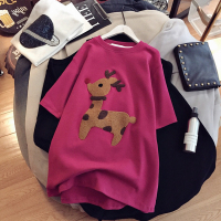 ins短袖2020年新款网红T恤超火韩版chic夏装少女感慵懒小鹿上衣服